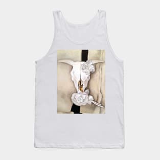 Cow's Skull with Calico Roses Tank Top